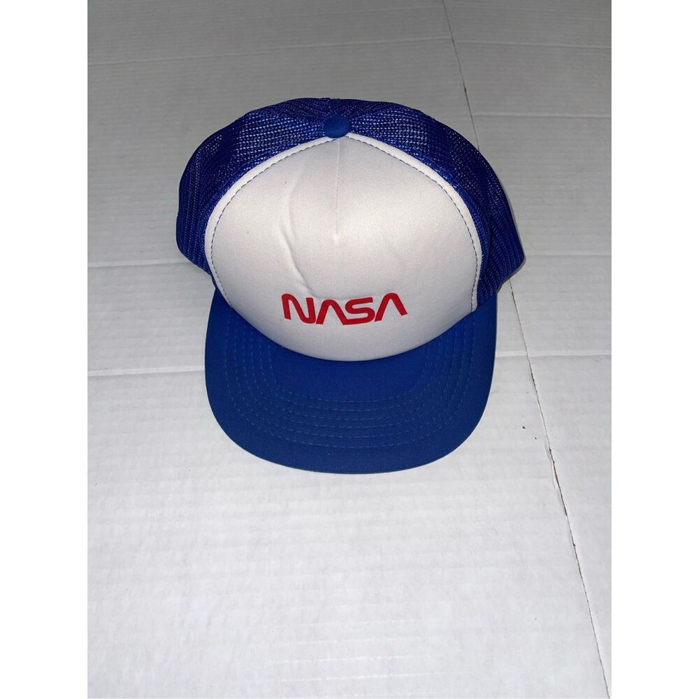 Vintage NASA Hat Cap Snapback Mesh‎ Red White Blue Space A55